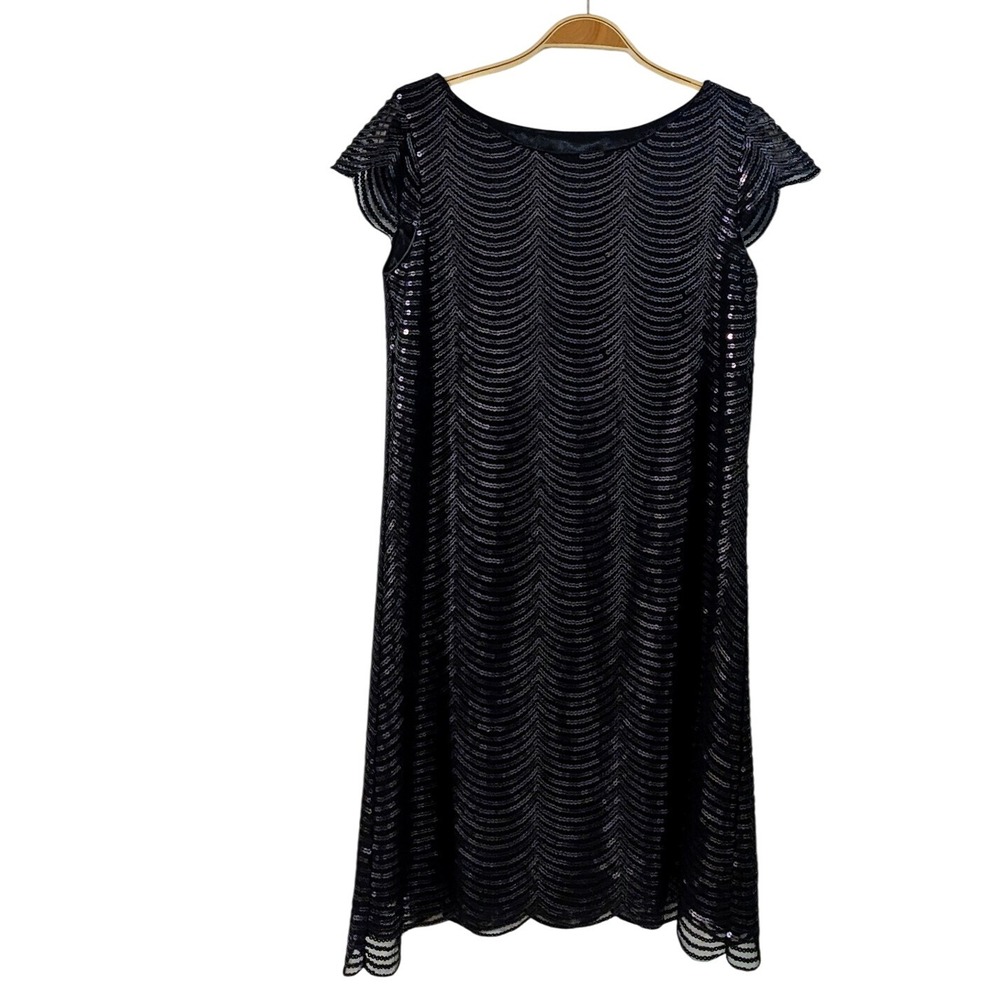 Black Sequin Dress Party Cocktail Midi Dress Evening‎ Occasion Flapper Size 6